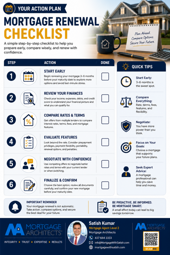 Mortgage renewal preparation checklist for Canadian homeowners.